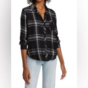 Rails Black, White and Grey Plaid Blouse sz XS